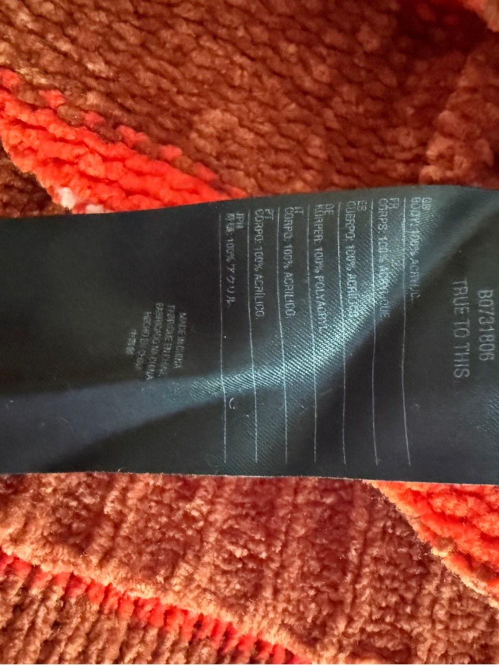 Volcom Black Logo Knit Label on Rust Orange Sweater